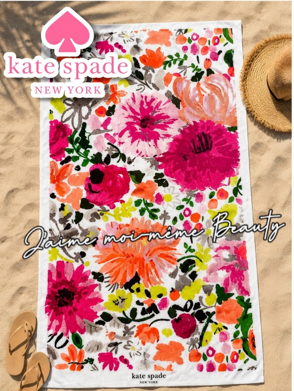 Kate Spade Floral Blooms Oversized Beach Towel Purple, Pink, Coral